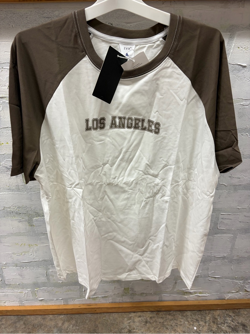 Los Angeles Raglan Tee in White and Brown